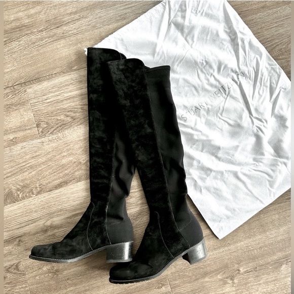 Stuart Weitzman | RESERVE Over-the-Knee Boots in Black Suede - Picture 1 of 6